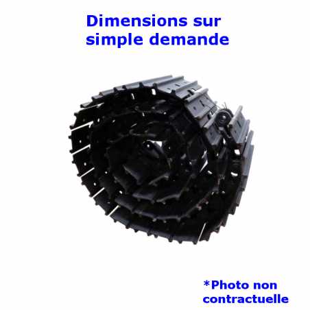 Chaîne acier Droite (déportée) au pas de 154 mm, tuile de 450 mm, en 39 maillons, voie intérieure de 45.00 mm Chaîne acier Droite (déportée) au pas de 154 mm, tuile de 450 mm, en 39 maillons, voie intérieure de 45.00 mm