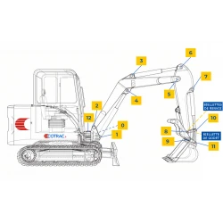 Ensemble Axe et Bagues du REPERE 9 pour KUBOTA KX41-3