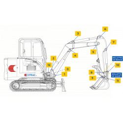 Ensemble Axe et Bagues du REPERE 8 pour KUBOTA U25-3