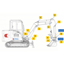 Kit Axes et Bagues de Godet pour HITACHI ZX17U-2