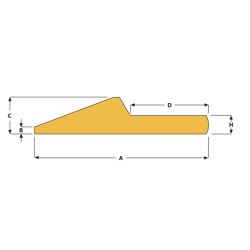 Lame demi-flèche, acier 520HB, profil 254 x 40 mm - 1 mètre