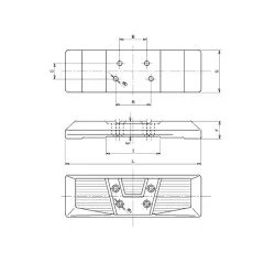 Patin caoutchouc CityPad  Accort® Pas 154 x L450 - 90x90x55mm M14