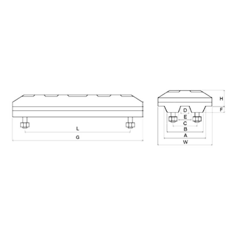 Surpatin caoutchouc Bolt on largeur 500 mm / pas de 171 mm