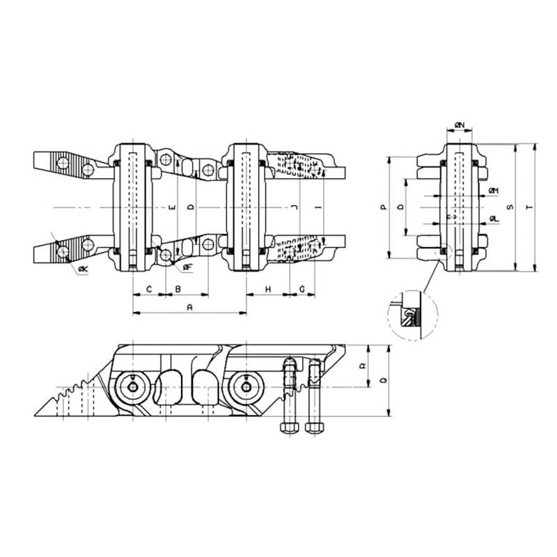 Chaîne acier nue pour Pelleteuse JOHN DEERE 1175S