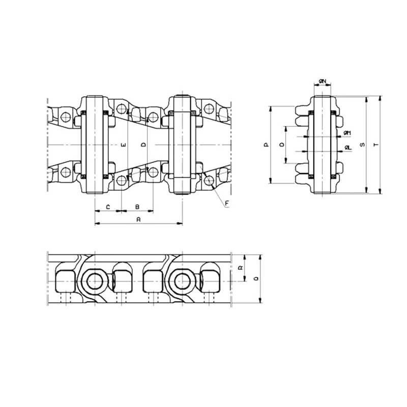 Chaîne acier nue pour Pelleteuse CATERPILLAR 215 (SN : 14Z 432-760)