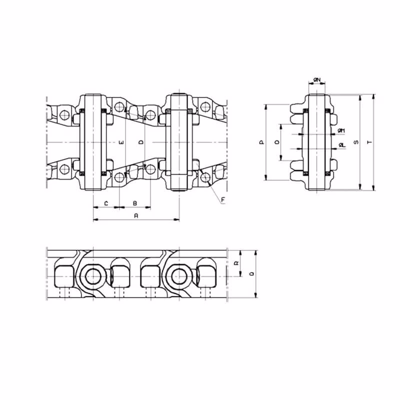 Chaîne acier nue pour Pousseur CATERPILLAR D8 (SN : 13A / 2U)