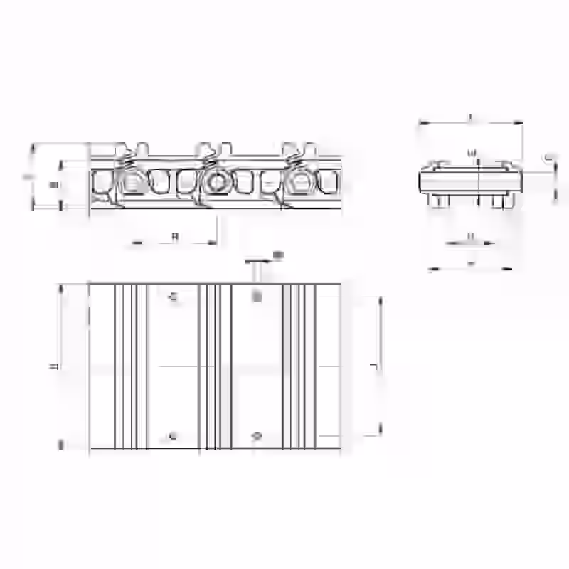 Chaîne acier au pas de 101.6 mm, tuile de 250 mm, en 37 maillons, voie intérieure de 30.00 mm