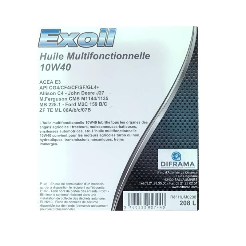 Huile Multifonctionnelle 10W40 - Fût 208 L - LIVRAISON GRATUITE !